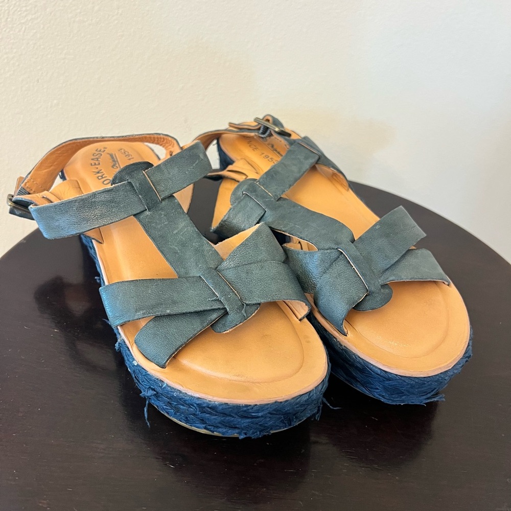 Kork-Ease Blue Espadrilles with Adjustable Straps